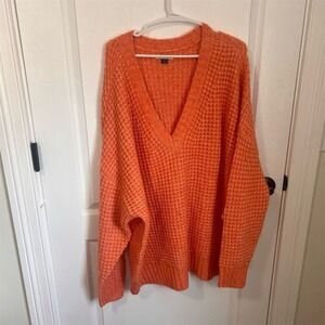 American Eagle Women's Size XL Orange V-Neck‎ Pullover Sweater Long Sleeve NWOT